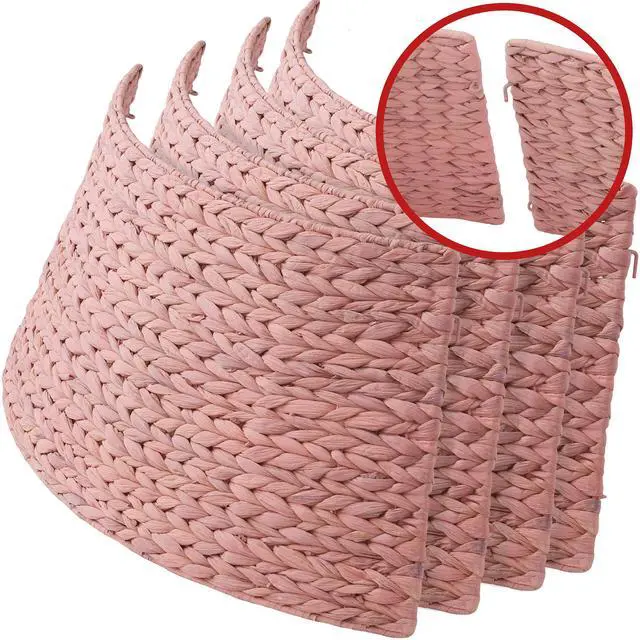 Alt view image 5 of 6 - Casafield 42-Inch Christmas Tree Collar, Woven Water Hyacinth Tree Base Cover with Cord Cut Out, Pink
