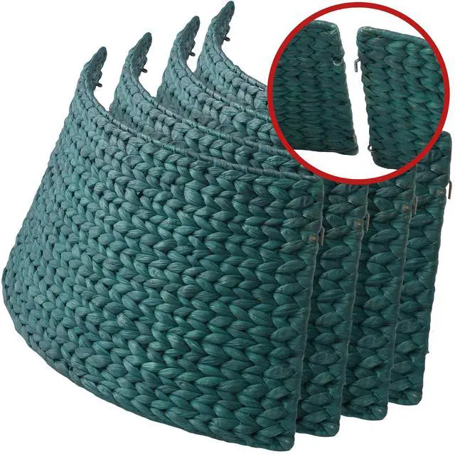 Alt view image 5 of 6 - Casafield 42-Inch Christmas Tree Collar, Woven Water Hyacinth Tree Base Cover with Cord Cut Out, Green