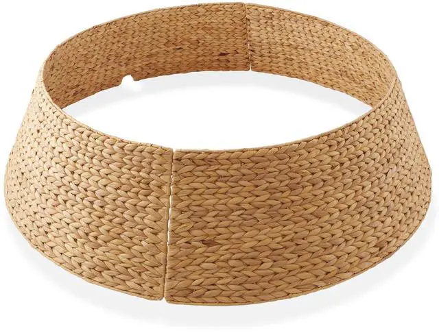 Main image of Casafield 42-Inch Christmas Tree Collar, Woven Water Hyacinth Tree Base Cover with Cord Cut Out, Natural