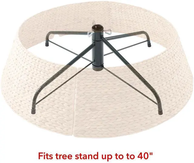 Alt view image 3 of 6 - Casafield 42-Inch Christmas Tree Collar, Woven Water Hyacinth Tree Base Cover with Cord Cut Out, Natural