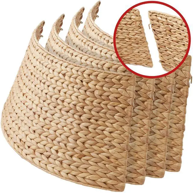 Alt view image 5 of 6 - Casafield 42-Inch Christmas Tree Collar, Woven Water Hyacinth Tree Base Cover with Cord Cut Out, Natural