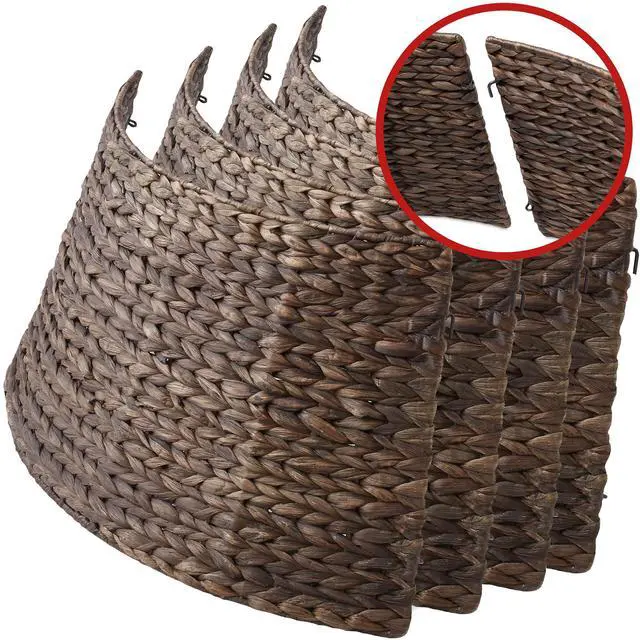 Alt view image 5 of 6 - Casafield 42-Inch Christmas Tree Collar, Woven Water Hyacinth Tree Base Cover with Cord Cut Out, Espresso
