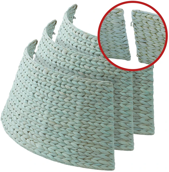 Alt view image 5 of 6 - Casafield 32-Inch Christmas Tree Collar, Woven Water Hyacinth Tree Base Cover with Cord Cut Out, Seafoam