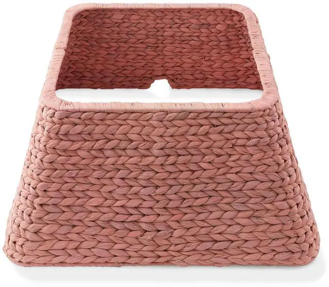Main image of Casafield 22-Inch Christmas Tree Collar, Water Hyacinth Woven Tree Square Base Cover with Cord Cut Out, Pink