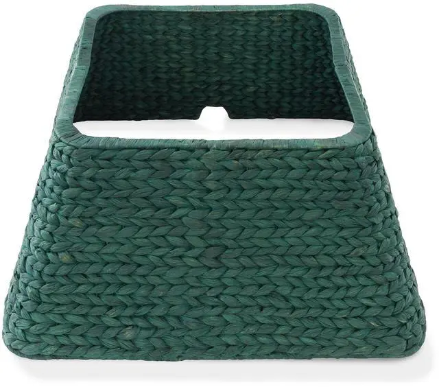 Main image of Casafield 22-Inch Christmas Tree Collar, Water Hyacinth Woven Tree Square Base Cover with Cord Cut Out, Green