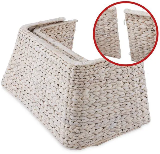 Alt view image 5 of 6 - Casafield 22-Inch Christmas Tree Collar, Water Hyacinth Woven Tree Square Base Cover with Cord Cut Out, Whitewash
