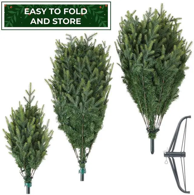 Alt view image 6 of 6 - Casafield 6.5FT Pre-Lit Full Green Aspen Fir Christmas Tree with White & Multicolored LED Lights, Realistic Artificial Noble Fir with Sturdy Stand
