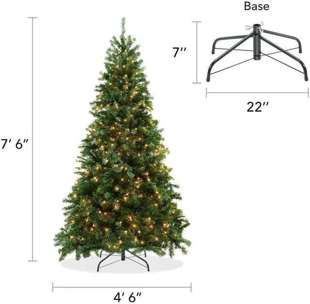 Alt view image 6 of 6 - Casafield 7.5FT Realistic Pre-Lit Green Spruce Artificial Holiday Christmas Tree with Sturdy Metal Stand