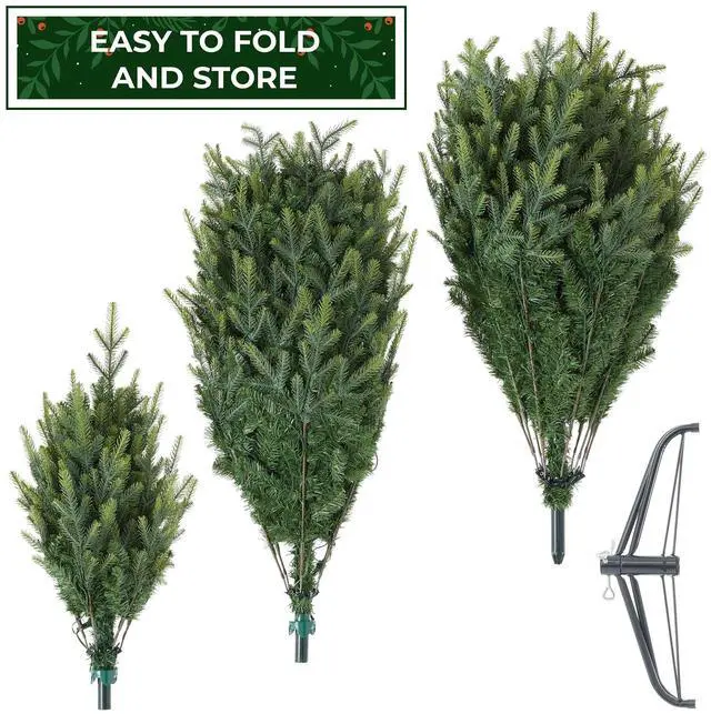 Alt view image 6 of 6 - Casafield 7.5FT Pre-Lit Full Green Aspen Fir Christmas Tree with White & Multicolored LED Lights, Realistic Artificial Noble Fir with Sturdy Stand