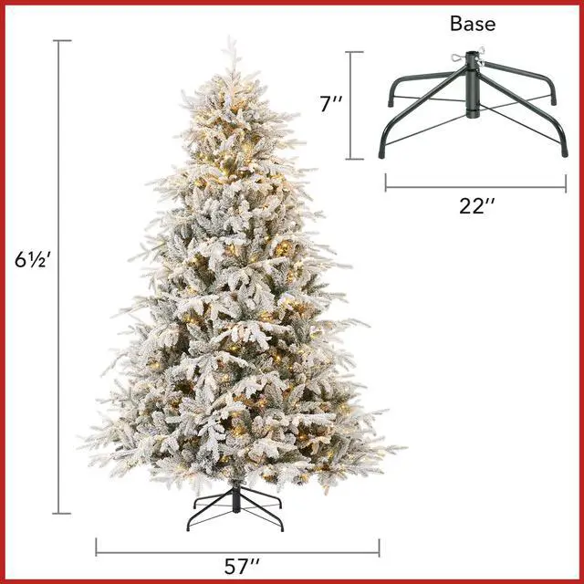 Alt view image 5 of 6 - Casafield 6.5FT Pre-Lit Snow Flocked Aspen Fir Christmas Tree with White & Multicolored LED Lights, Realistic Artificial Noble Fir with Sturdy Stand