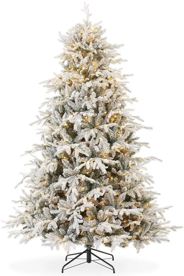 Main image of Casafield 7.5FT Pre-Lit Snow Flocked Aspen Fir Christmas Tree with White & Multicolored LED Lights, Realistic Artificial Noble Fir with Sturdy Stand