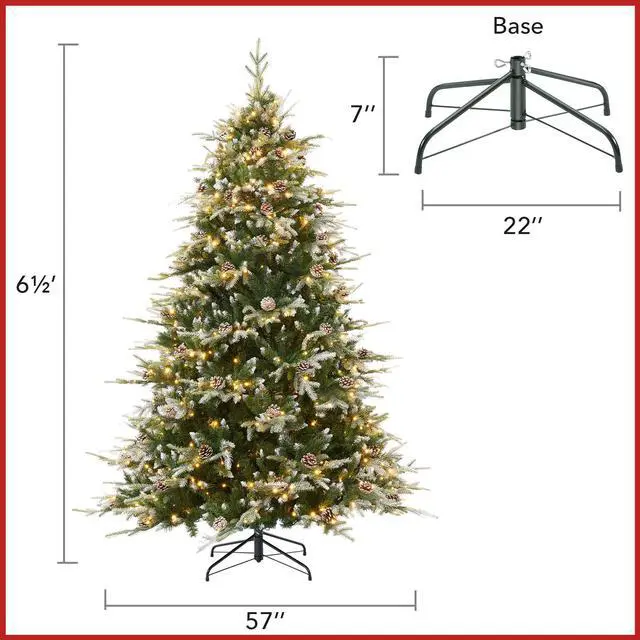 Alt view image 5 of 6 - Casafield 6.5FT Pre-Lit Frosted Aspen Noble Fir Christmas Tree with White & Multicolored LED Lights, Partially Flocked Realistic Artificial Tree with Sturdy Stand