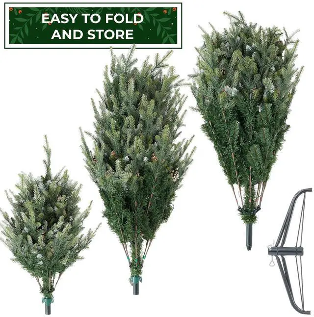 Alt view image 6 of 6 - Casafield 6.5FT Pre-Lit Frosted Aspen Noble Fir Christmas Tree with White & Multicolored LED Lights, Partially Flocked Realistic Artificial Tree with Sturdy Stand