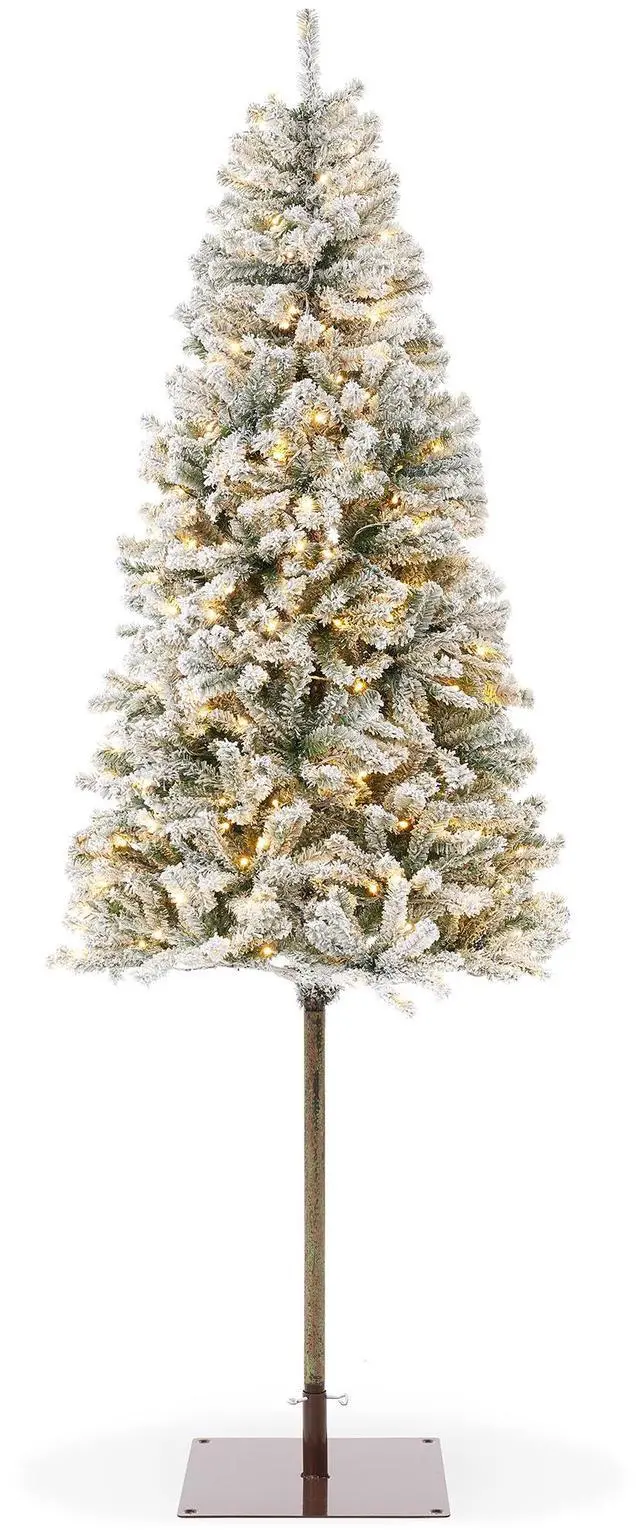 Main image of Casafield 7.5FT Pre-Lit Pencil Snow-Flocked Alpine Fir, Slim Realistic Artificial Holiday Christmas Tree with Metal Stand