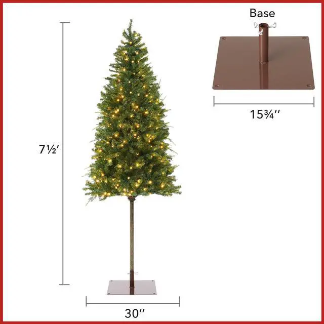 Alt view image 5 of 6 - Casafield 7.5FT Pre-Lit Pencil Alpine Fir, Slim Realistic Artificial Holiday Christmas Tree with Metal Stand