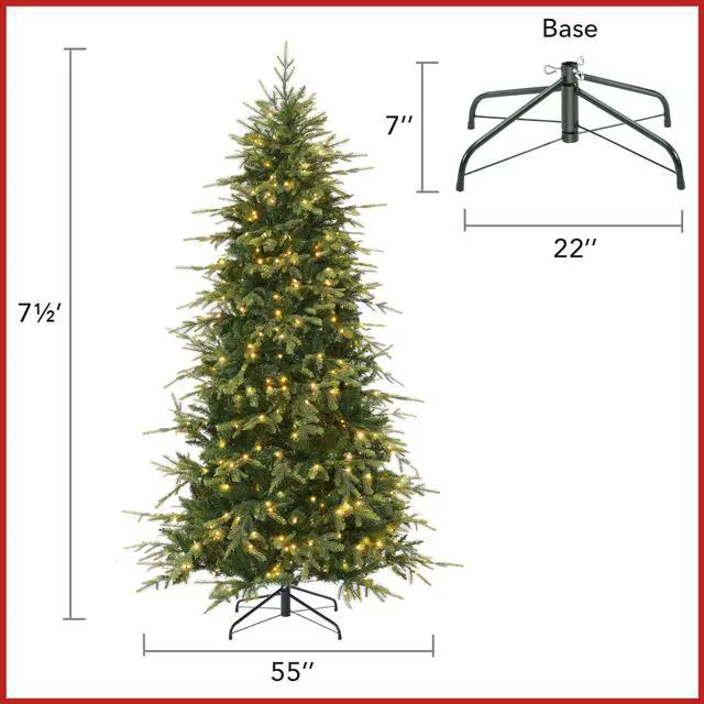 Alt view image 5 of 6 - Casafield 7.5FT Pre-Lit Slim Green Aspen Fir Christmas Tree with White & Multicolored LED Lights, Realistic Artificial Noble Fir with Metal Stand