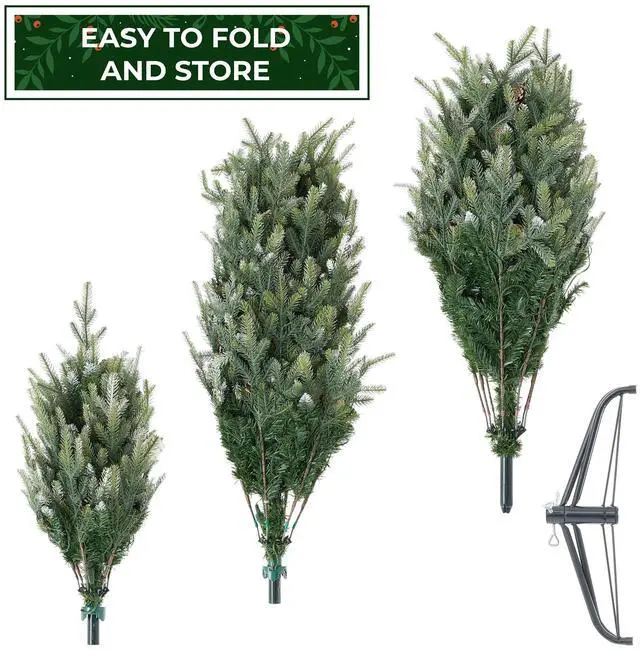 Alt view image 6 of 6 - Casafield 6.5FT Pre-Lit Frosted Slim Aspen Fir Christmas Tree with White & Multicolored LED Lights, Partially Flocked Realistic Artificial Noble Fir with Metal Stand