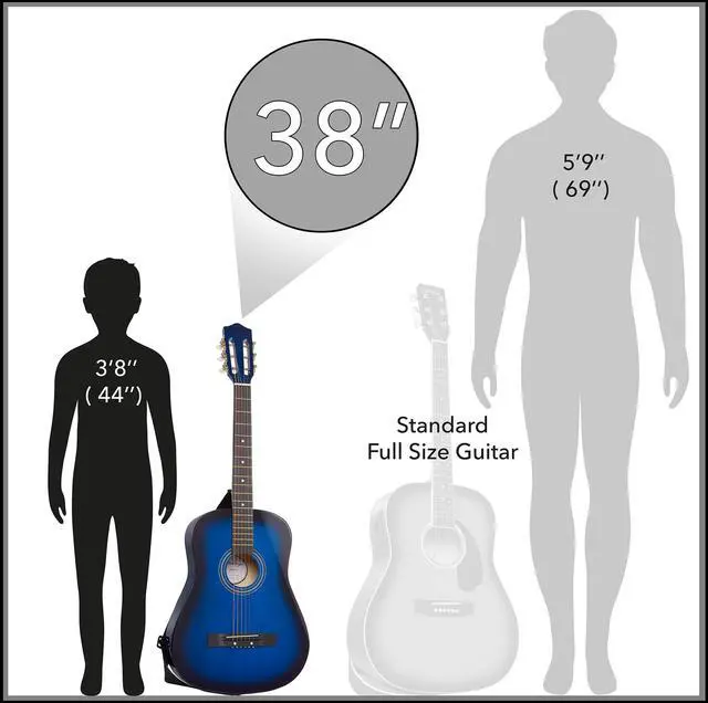 Alt view image 3 of 6 - Ashthorpe 38-inch Beginner Acoustic Guitar Package (Blue), Basic Starter Kit w/ Gig Bag, Strings, Strap, Tuner, Pitch Pipe, Picks