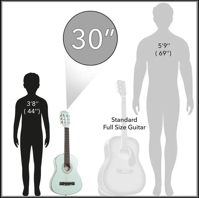 Alt view image 3 of 6 - Ashthorpe 30-inch Beginner Acoustic Guitar Package (Mint Green), Basic Starter Kit w/ Gig Bag, Strings, Strap, Tuner, Picks