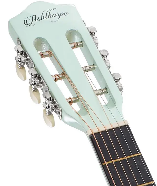 Alt view image 5 of 6 - Ashthorpe 30-inch Beginner Acoustic Guitar Package (Mint Green), Basic Starter Kit w/ Gig Bag, Strings, Strap, Tuner, Picks