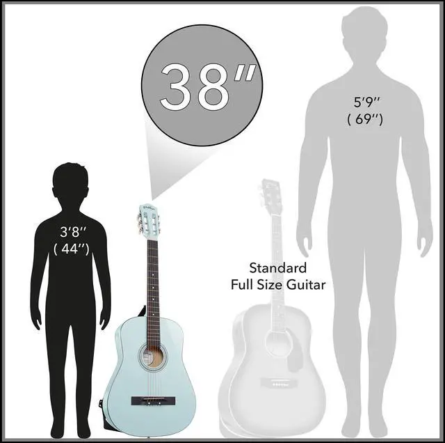 Alt view image 3 of 6 - Ashthorpe 38-inch Beginner Acoustic Guitar Package (Light Blue), Basic Starter Kit w/ Gig Bag, Strings, Strap, Tuner, Pitch Pipe, Picks
