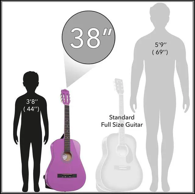 Alt view image 3 of 6 - Ashthorpe 38-inch Beginner Acoustic Guitar Package (Purple), Basic Starter Kit w/ Gig Bag, Strings, Strap, Tuner, Pitch Pipe, Picks