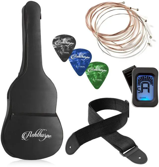 Alt view image 6 of 6 - Ashthorpe 30-inch Beginner Acoustic Guitar Package (Mint Green), Basic Starter Kit w/ Gig Bag, Strings, Strap, Tuner, Picks