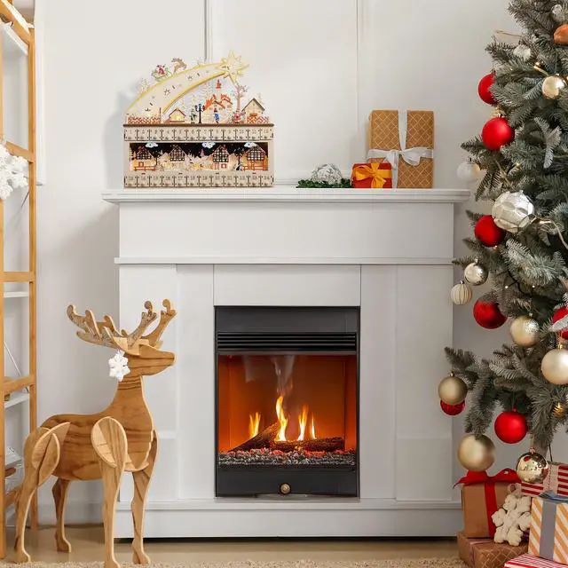 Alt view image 4 of 6 - Casafield Wooden Christmas Advent Calendar with Drawers, Christmas Countdown LED Holiday Decoration with Shooting Star and Light Background