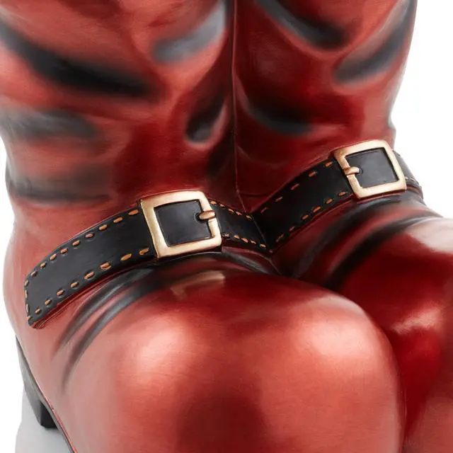 Alt view image 3 of 6 - Casafield 40" Hand-Painted Ceramic Santa Boots with Pre-Lit Frosted Greenery  Outdoor Christmas Decorations for Porch, Yard, or Indoor Holiday Decor