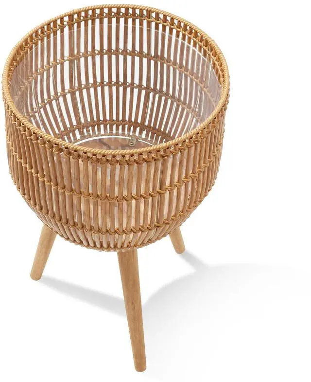 Alt view image 2 of 6 - Casafield Indoor Planter with Stand, Natural Floor Planter with Wood Legs, Large Plant Pot Cover with Liner for Houseplants, Flower Pots and Trees