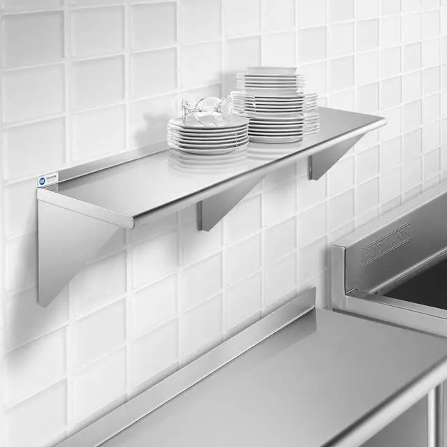 Alt view image 6 of 6 - GRIDMANN NSF Stainless Steel 14" x 60" Kitchen Wall Mount Shelf Commercial Restaurant Bar w/ Backsplash