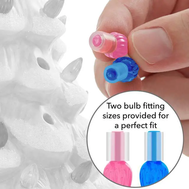 Alt view image 5 of 6 - Casafield Hand Painted Ceramic Christmas Tree, White 15-Inch Pre-Lit Tree with 128 Pink and Blue Lights and 2 Star Toppers