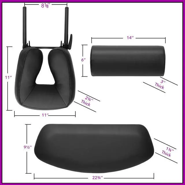 Alt view image 6 of 6 - Saloniture Professional Electric Lift Massage Table - Includes Headrest, Face Cradle and Bolster - Black