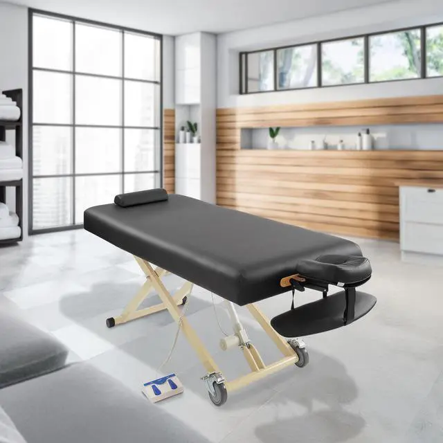 Alt view image 2 of 6 - Saloniture Professional Electric Lift Massage Table - Includes Headrest, Face Cradle and Bolster - Black