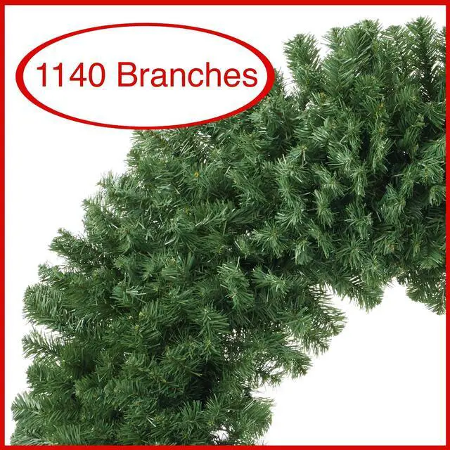Alt view image 2 of 6 - Casafield 60" Fir Artificial Christmas Wreath Holiday Décor, 1140 PVC Tips for Front Door, Window, or Mantel