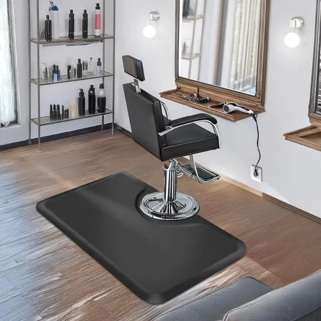Alt view image 2 of 6 - Saloniture 3 ft. x 5 ft. Salon & Barber Shop Chair Anti-Fatigue Floor Mat - Black Rectangle - 1/2 in. Thick - 2 Pack