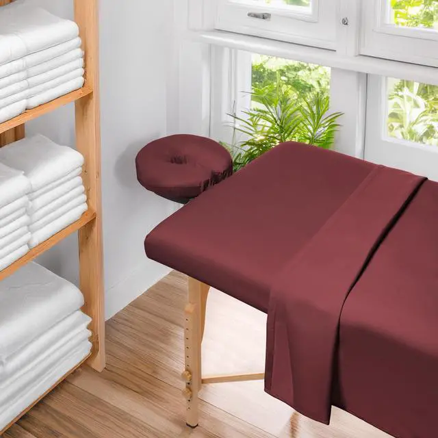 Alt view image 5 of 6 - Saloniture 4-Pack Premium Microfiber Face Cradle Covers - Ultra Soft Fitted Massage Table Cradle Cover - Burgundy