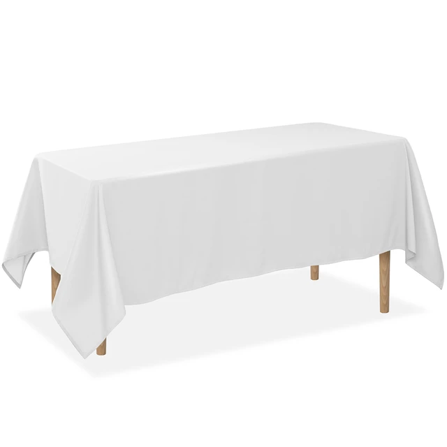 Main image of Lann's Linens 10 Pack 60 x 126 Inch Rectangular Tablecloth, Washable Polyester Fabric Table Cloth for Dining Tables, Restaurants, Weddings - White