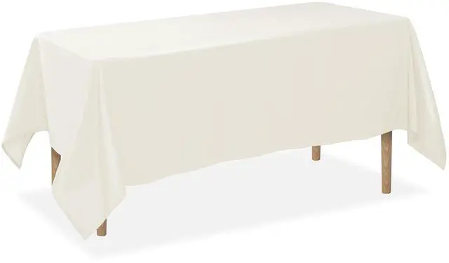 Main image of Lann's Linens 5 Pack 60 x 126 Inch Rectangular Tablecloth, Washable Polyester Fabric Table Cloth for Dining Tables, Restaurants, Weddings - Ivory