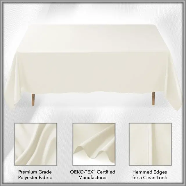 Alt view image 5 of 6 - Lann's Linens 5 Pack 60 x 126 Inch Rectangular Tablecloth, Washable Polyester Fabric Table Cloth for Dining Tables, Restaurants, Weddings - Ivory