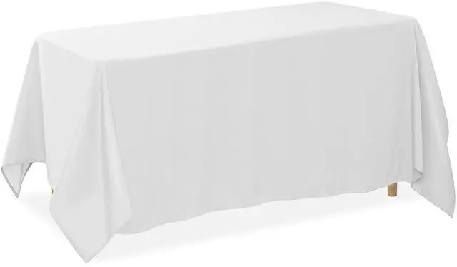 Main image of Lann's Linens 5 Pack 90 x 132 Inch Rectangular Tablecloth, Washable Polyester Fabric Table Cloth for Dining Tables, Restaurants, Weddings - White