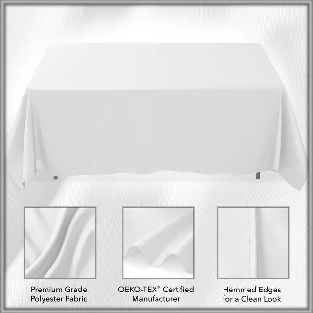 Alt view image 5 of 6 - Lann's Linens 5 Pack 90 x 132 Inch Rectangular Tablecloth, Washable Polyester Fabric Table Cloth for Dining Tables, Restaurants, Weddings - White
