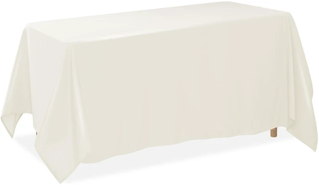 Main image of Lann's Linens 5 Pack 90 x 132 Inch Rectangular Tablecloth, Washable Polyester Fabric Table Cloth for Dining Tables, Restaurants, Weddings - Ivory
