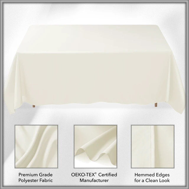 Alt view image 5 of 6 - Lann's Linens 5 Pack 90 x 132 Inch Rectangular Tablecloth, Washable Polyester Fabric Table Cloth for Dining Tables, Restaurants, Weddings - Ivory
