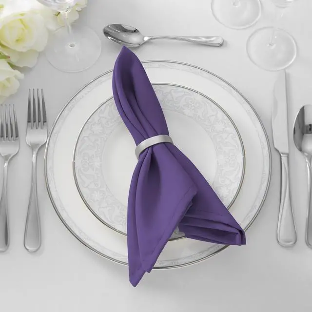 Alt view image 5 of 6 - Lann's Linens Set of 144 Cloth Dinner Napkins, 20-inch Polyester Napkins, Washable and Reusable Fabric for Weddings, Hotels, Restaurants - Purple