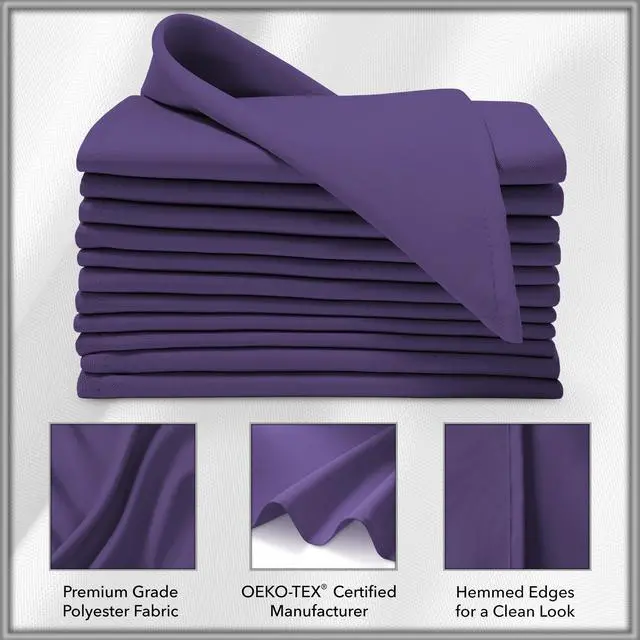 Alt view image 3 of 6 - Lann's Linens Set of 144 Cloth Dinner Napkins, 20-inch Polyester Napkins, Washable and Reusable Fabric for Weddings, Hotels, Restaurants - Purple