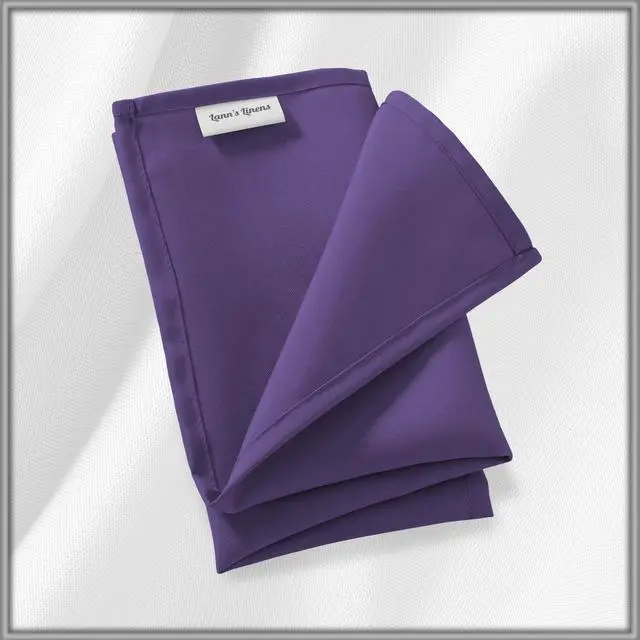 Alt view image 6 of 6 - Lann's Linens Set of 144 Cloth Dinner Napkins, 20-inch Polyester Napkins, Washable and Reusable Fabric for Weddings, Hotels, Restaurants - Purple