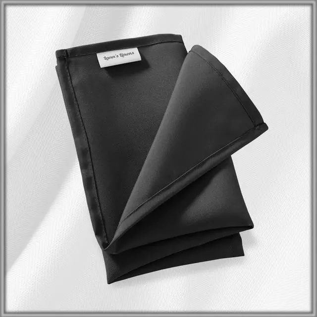 Alt view image 6 of 6 - Lann's Linens Set of 144 Cloth Dinner Napkins, 17-inch Polyester Napkins, Washable and Reusable Fabric for Weddings, Hotels, Restaurants - Black