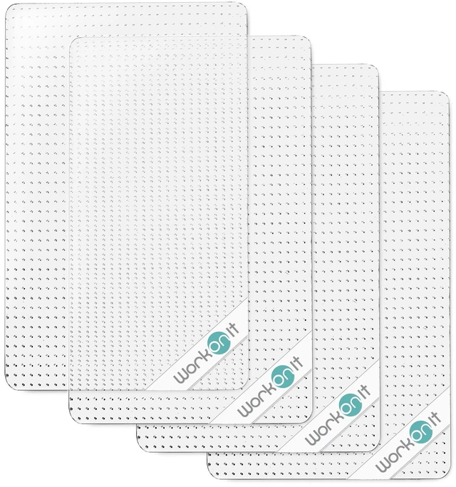 Main image of WorkOnIt Office Chair Mat, 30" x 48" (4 Pack), Clear Desk Chair Floor Mat for Low Pile Carpet, Heavy Duty Non-Slip Floor Protector for Home and Office