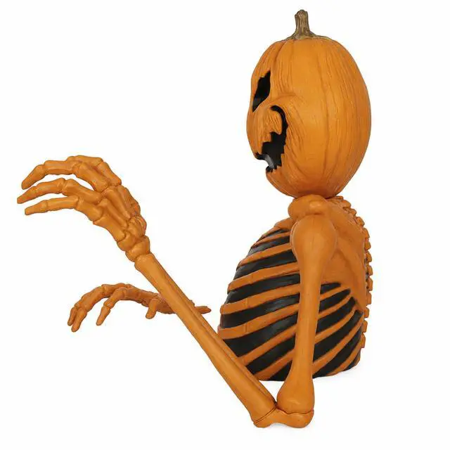 Alt view image 6 of 6 - BOO BOX 48" Groundbreaking Pumpkin Skeleton - Creepy Outdoor Halloween Decorations for Porch or Yard
